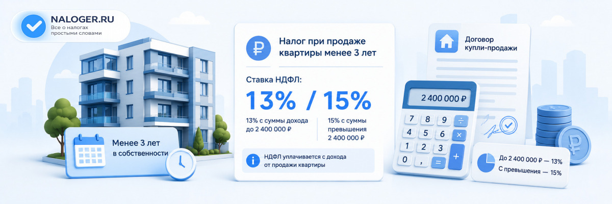 Налог при продаже квартиры менее 3 лет владения